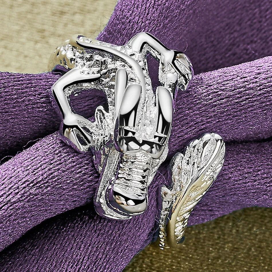 CHSHINE 925 Sterling Silver Dragon Bracelet Open Ring Adjustable Jewelry Sets