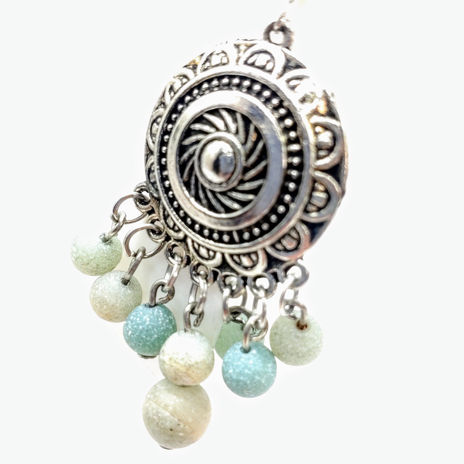 Gemstone Earrings Dangle Drop Beaded Crystal Boho Sterling Silver Hooks Handmade