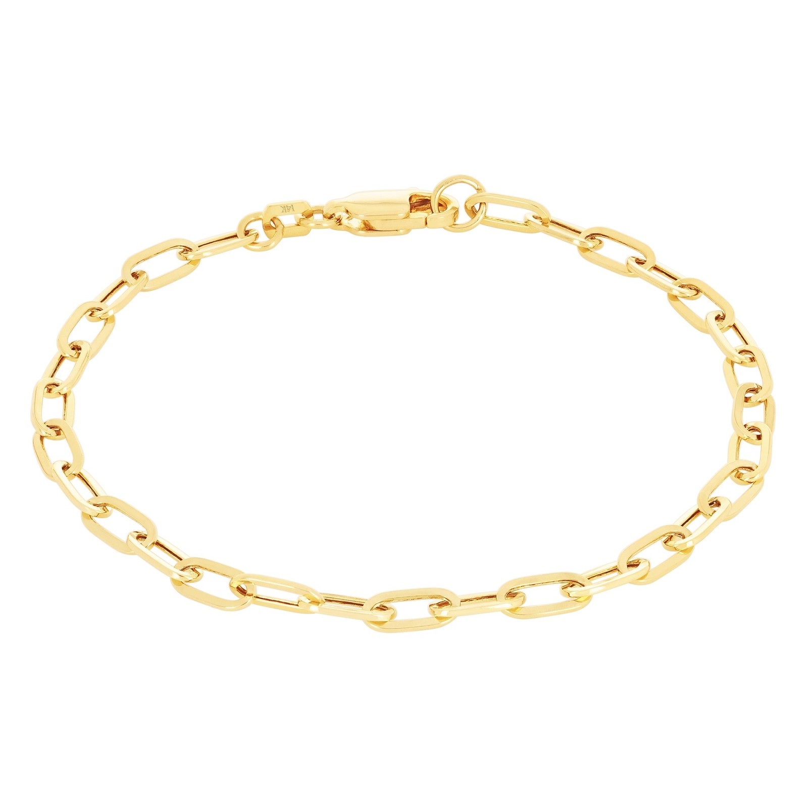 14k Yellow Gold 3mm Paperclip Chain Rolo Cable Link Bracelet Mens Womens 8″