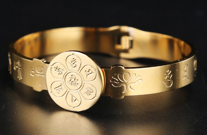 Sutra Marici Bodhisattva Prayer Titanium Steel Carved Bracelet Penyalinan