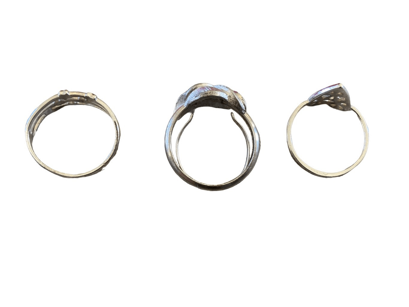 Lot of3 Vintage Rings Silver Tone Heart Moon Stars Jewelry Anniversary Love Gift