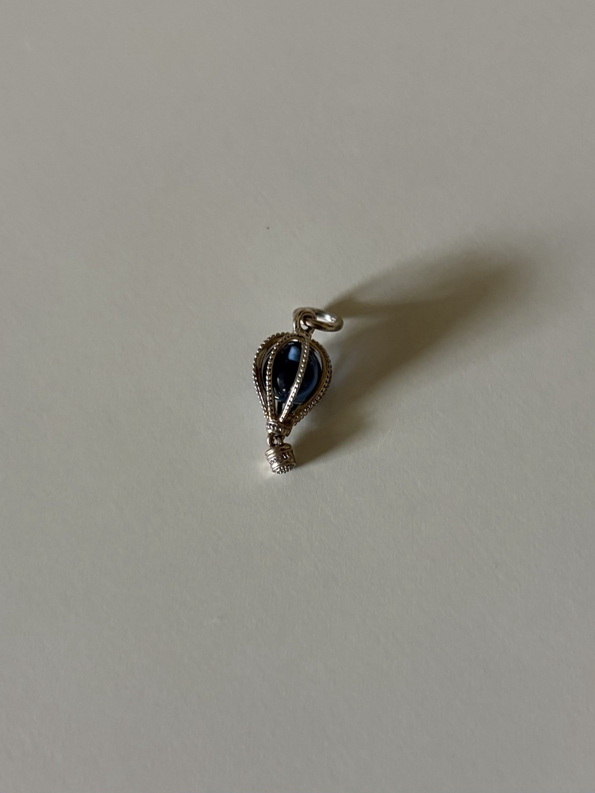 Pandora Retired Blue Hot Air Balloon Dangle Charm 798064NMB Vintage Silver