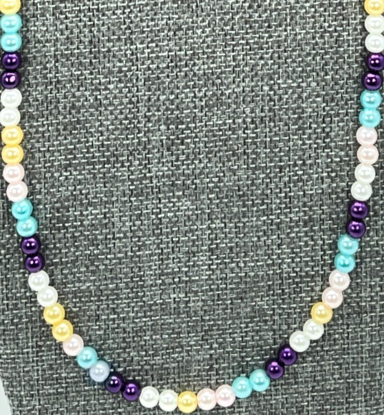 Necklace 27 Inch Strand 5 mm Pearls Purple, Green, Yellow, Pink, White