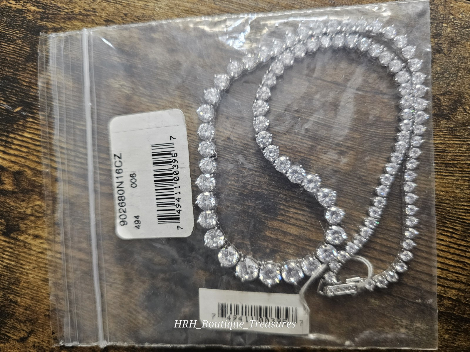 Vintage Neiman Marcus CZ Tennis Necklace 925 Sterling Rhodium Plated 16” New