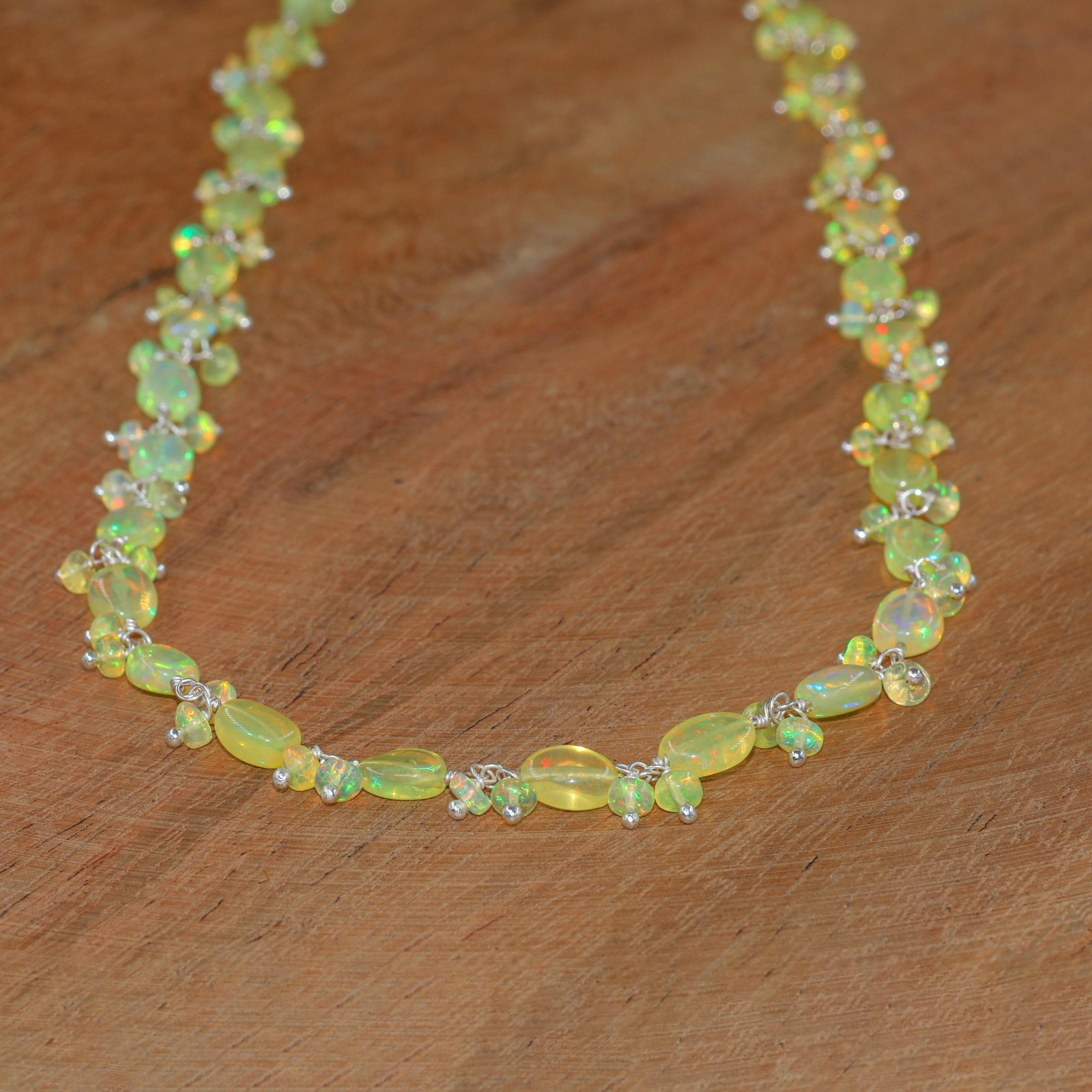 Fire Yellow Opal Gemstone Tumble Beads Necklace, Natural Yellow Opal Beads