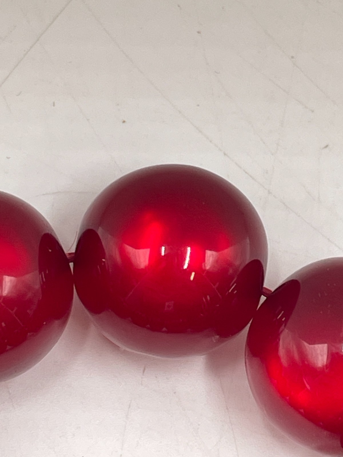 Cherry Red Bead Bracelet, Bakelite? See description. N7