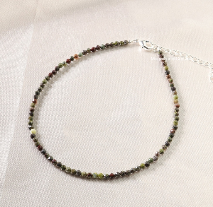 Bloodstone Beaded Gemstones Crystal Anklet Healing Energy Summer Women Gift