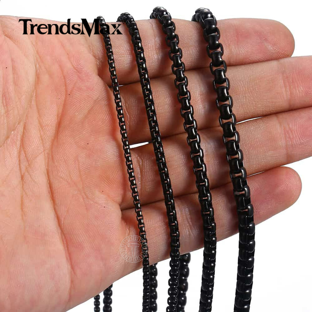 2/3/4/5MM Round Box Link Chain Necklace Gold Plated Choker 16-36″ For Men Women