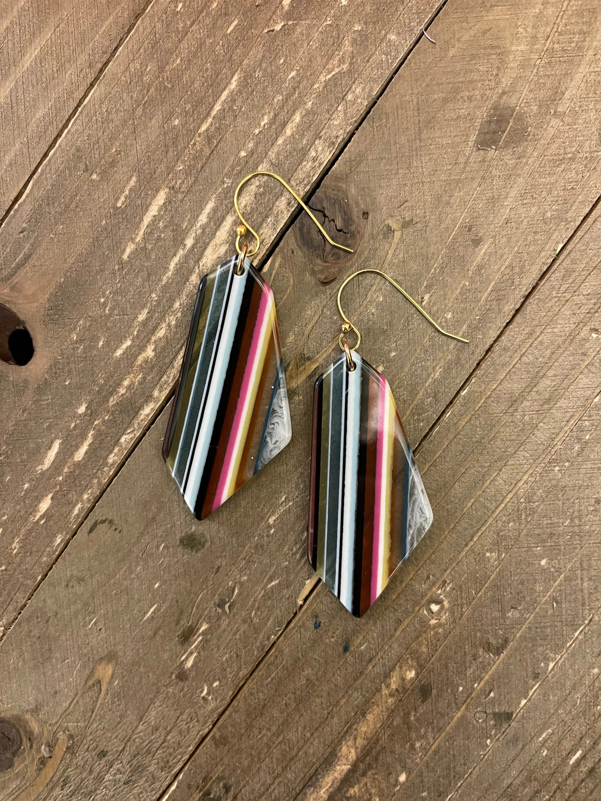 OBLONG Striped Charm drop earrings