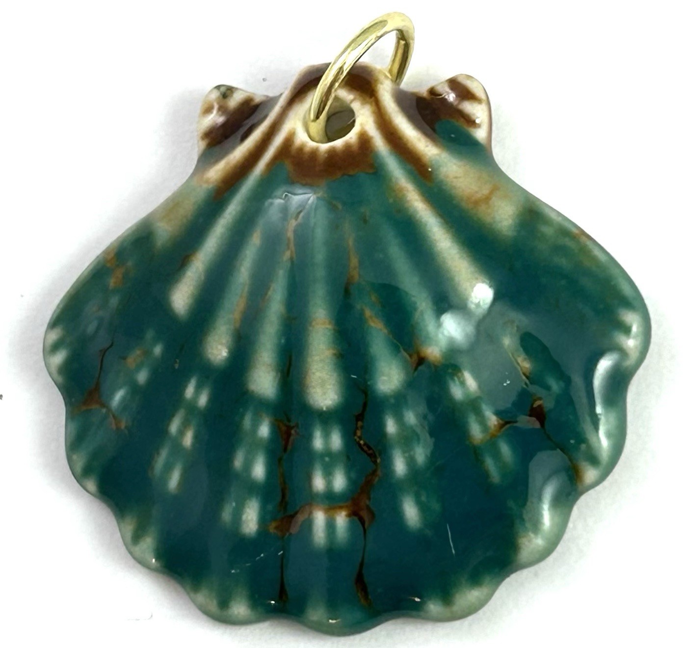 Seashell Necklace Pendant Scallop Shell Glazed Porcelain Jewelry
