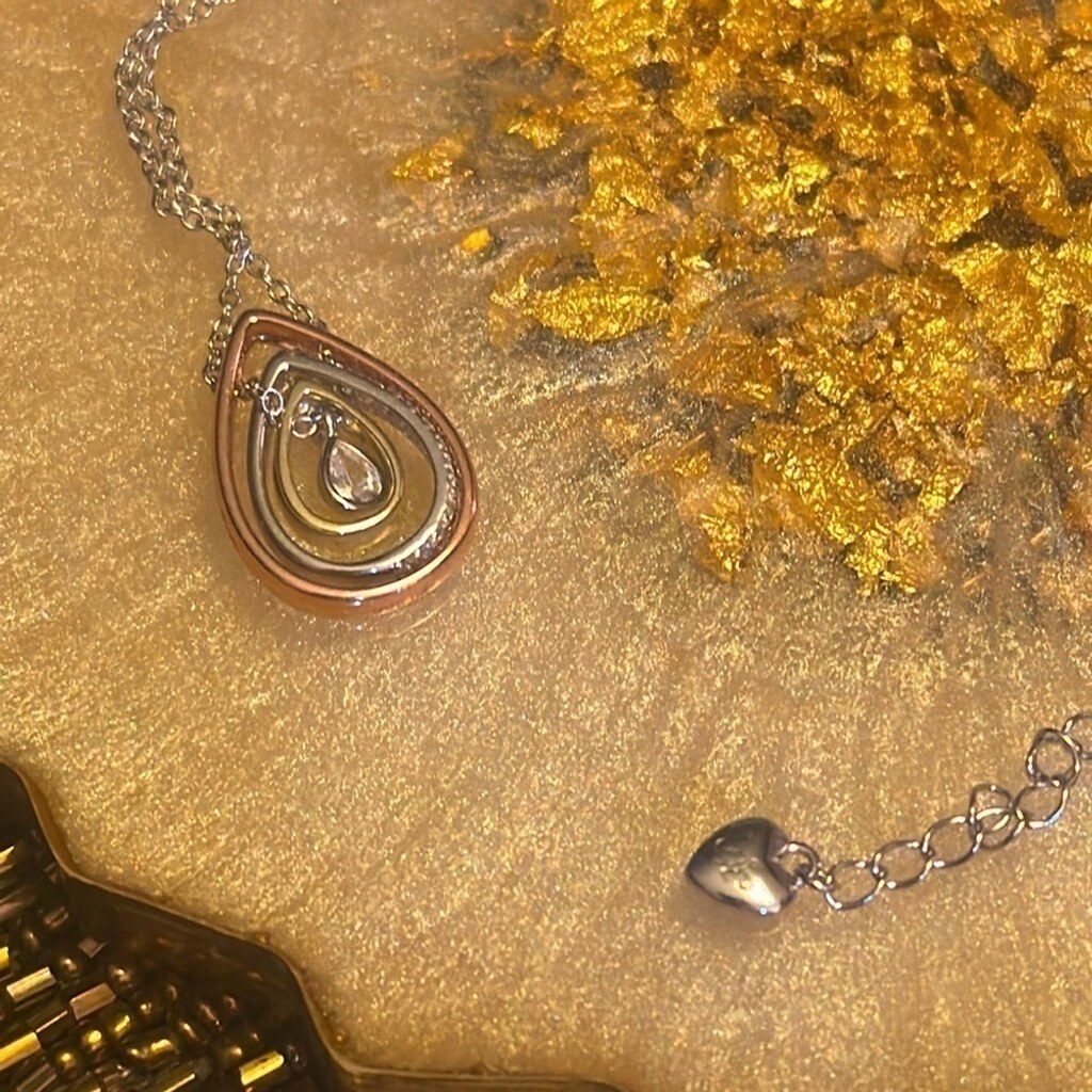 NEW fine jewelry Live Love and Hope tri color floating necklace