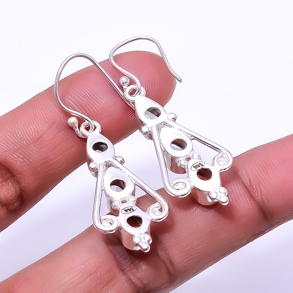 Smokey Multi Collet 925 Sterling Silver Earring 1.95″ E22, Christmas Gift