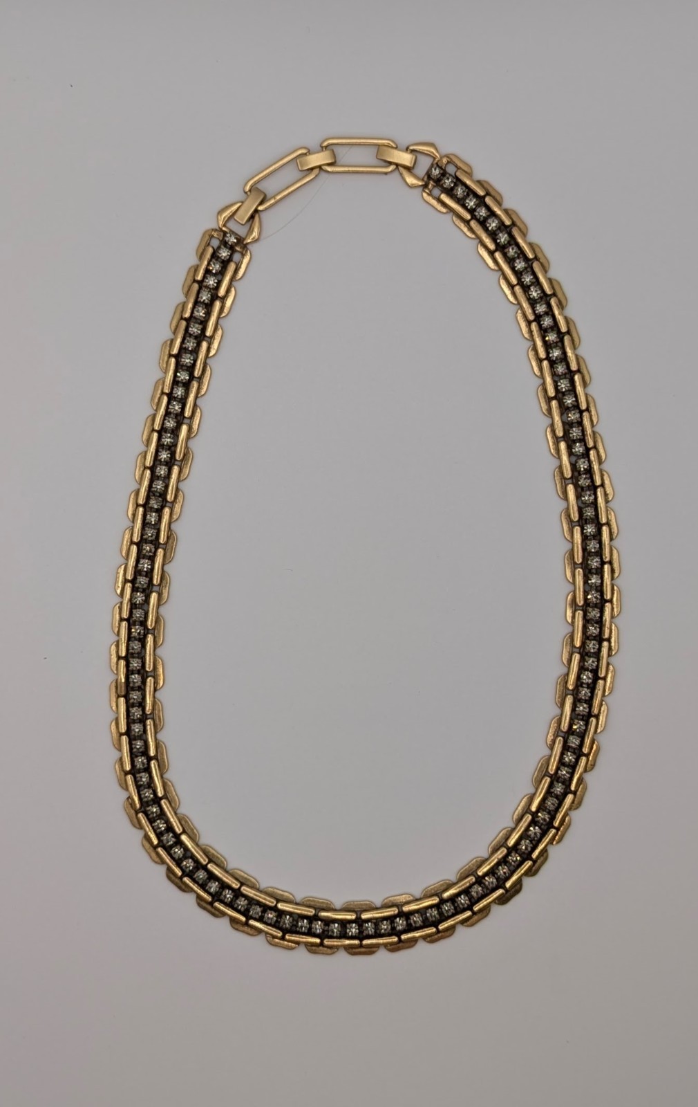 Stella & Dot Gold Tone Chain Necklace Clear Rhinestones 20 Inch Statement Jewelr