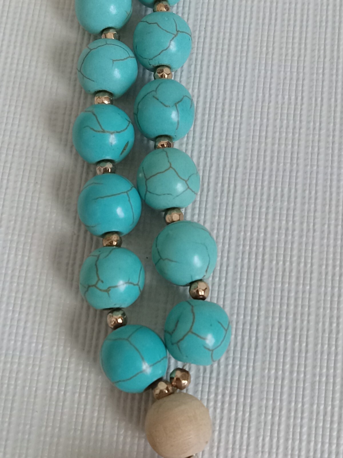 Colorful Wood & Plastic Beaded Round Faceted Pendant Bohemian Tassel Necklace