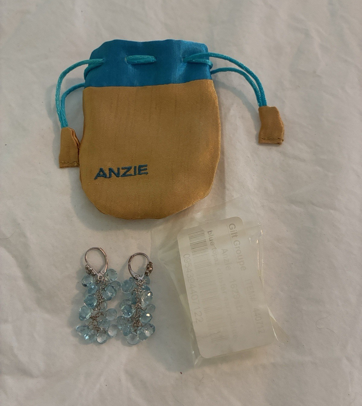 Anzie Blue Round Topaz Cluster Dangle/Drop Hook Earrings Metal 1629SBF