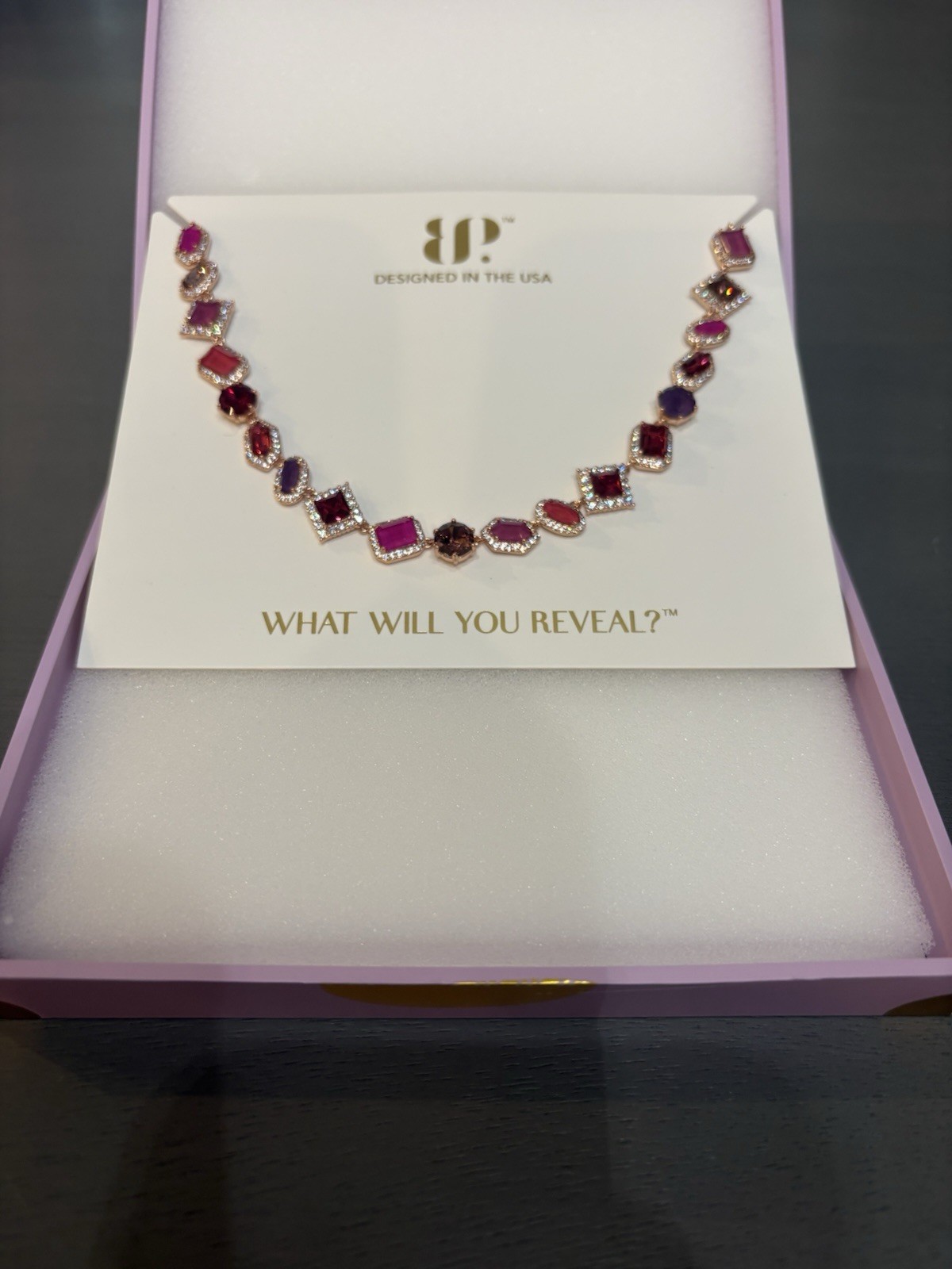 Sterling Forever Rose Gold Plated Assorted Gemstones CZ Necklace NK55014