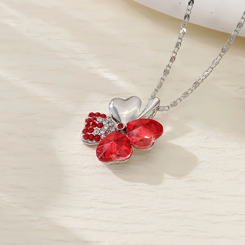 Lucky Four Leaf Clover Cubic Zirconia Pendant Necklace Great Gift Idea