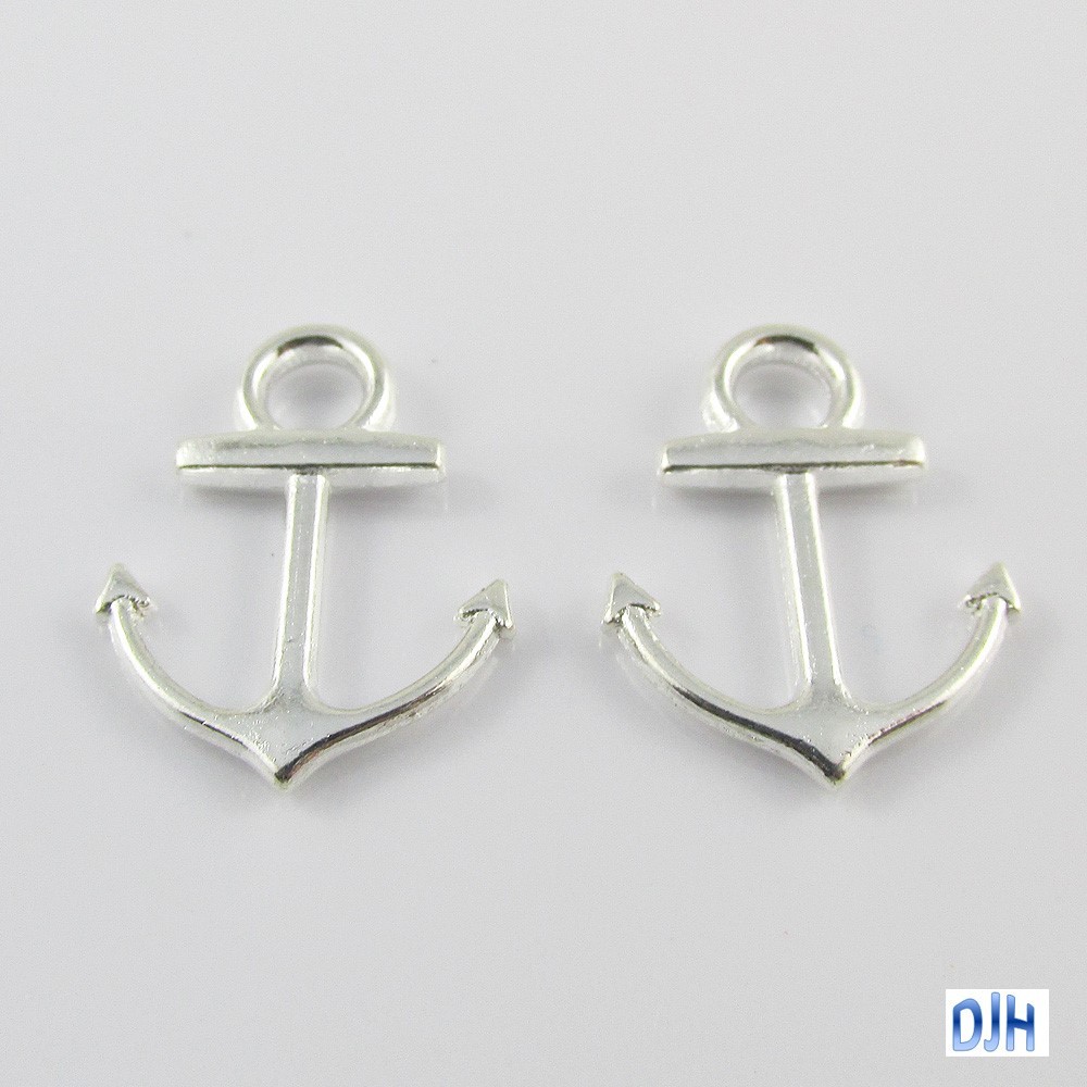 Bulk Anchor Charm Pendant Stability Strength Silver Plate 19x15mm Select Qty