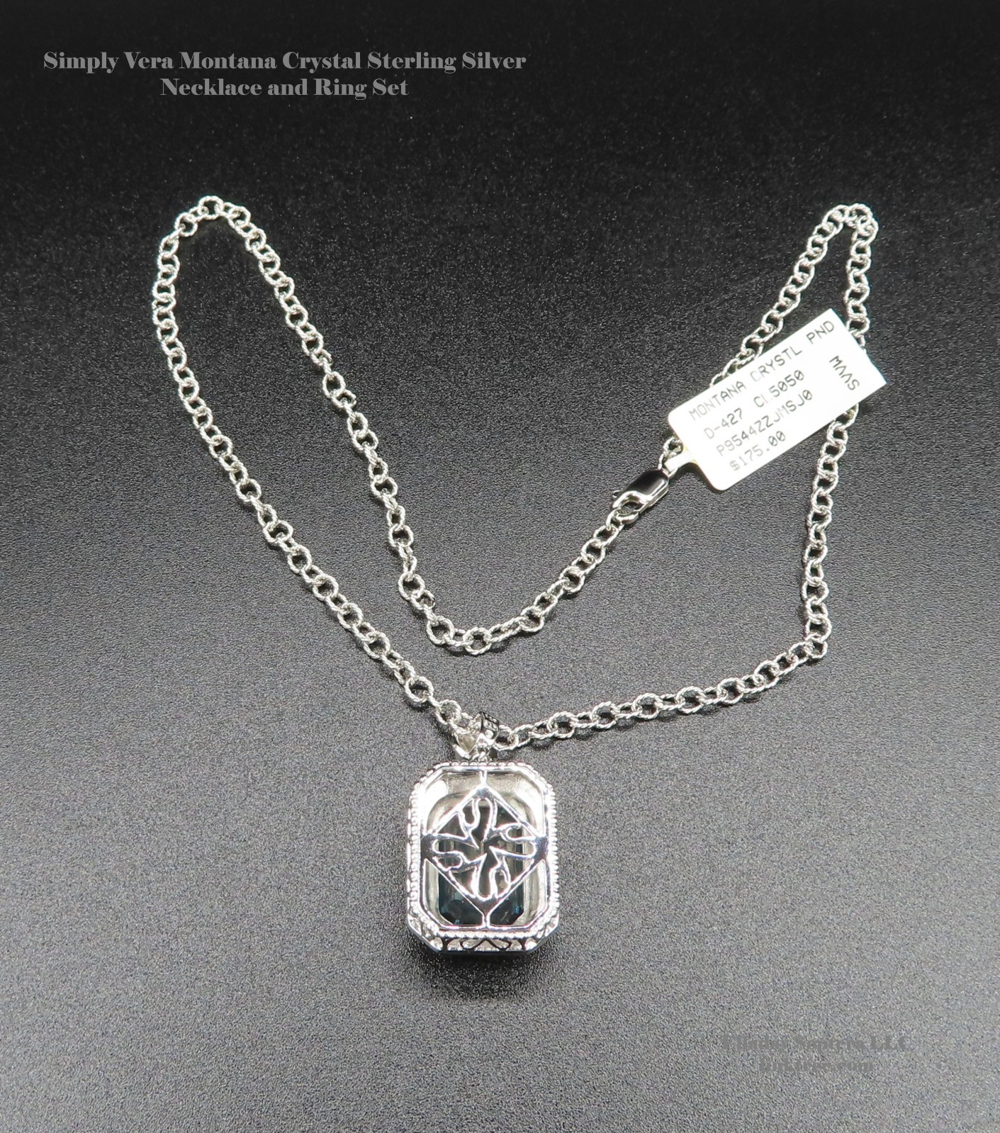 Simply Vera by Vera Wang Sterling Silver Montana Crystal Necklace and Ring set