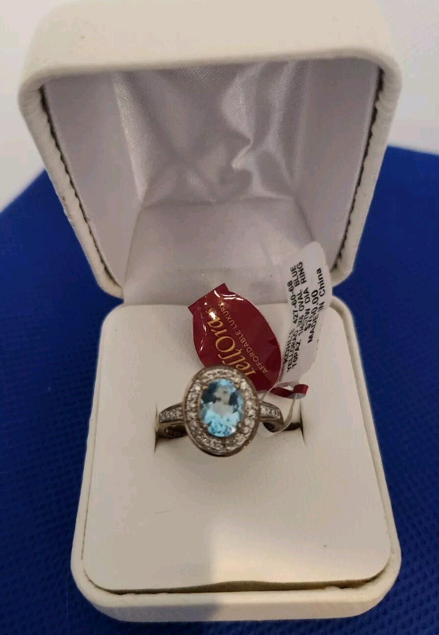 Yellora Blue Topaz & Diamond Ring NIB