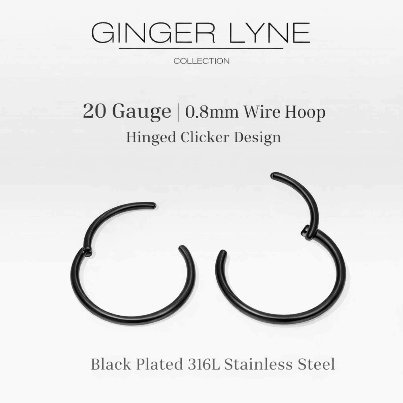 Thin Hoop Earrings Ginger Lyne 20 Gauge Stainless Steel Hinged Clicker for Lo…