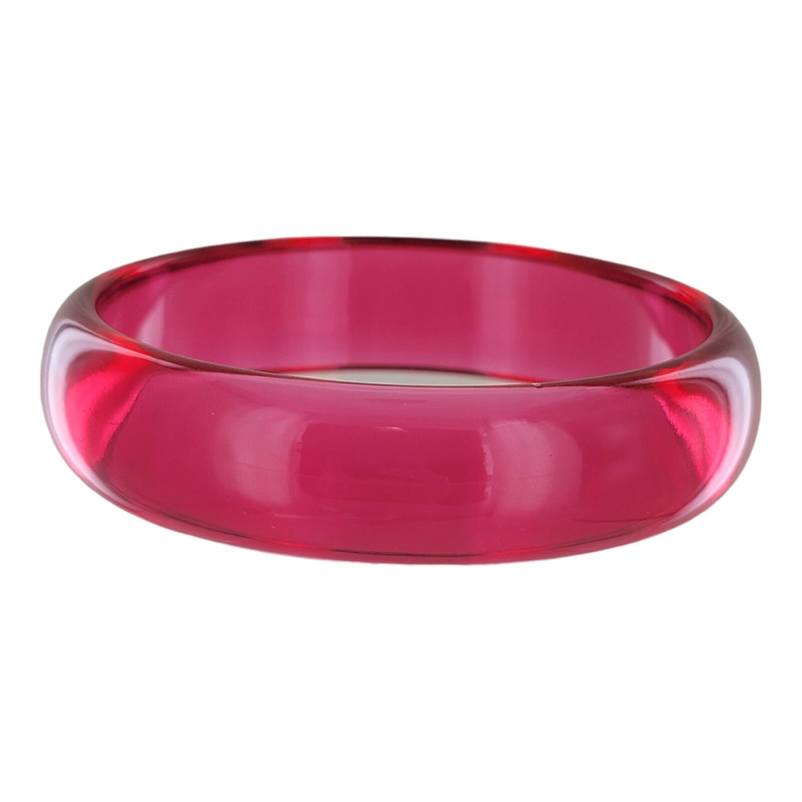 Clear Pink Translucent Acrylic Domed Round Bangle Bracelet Ladies Standard Size