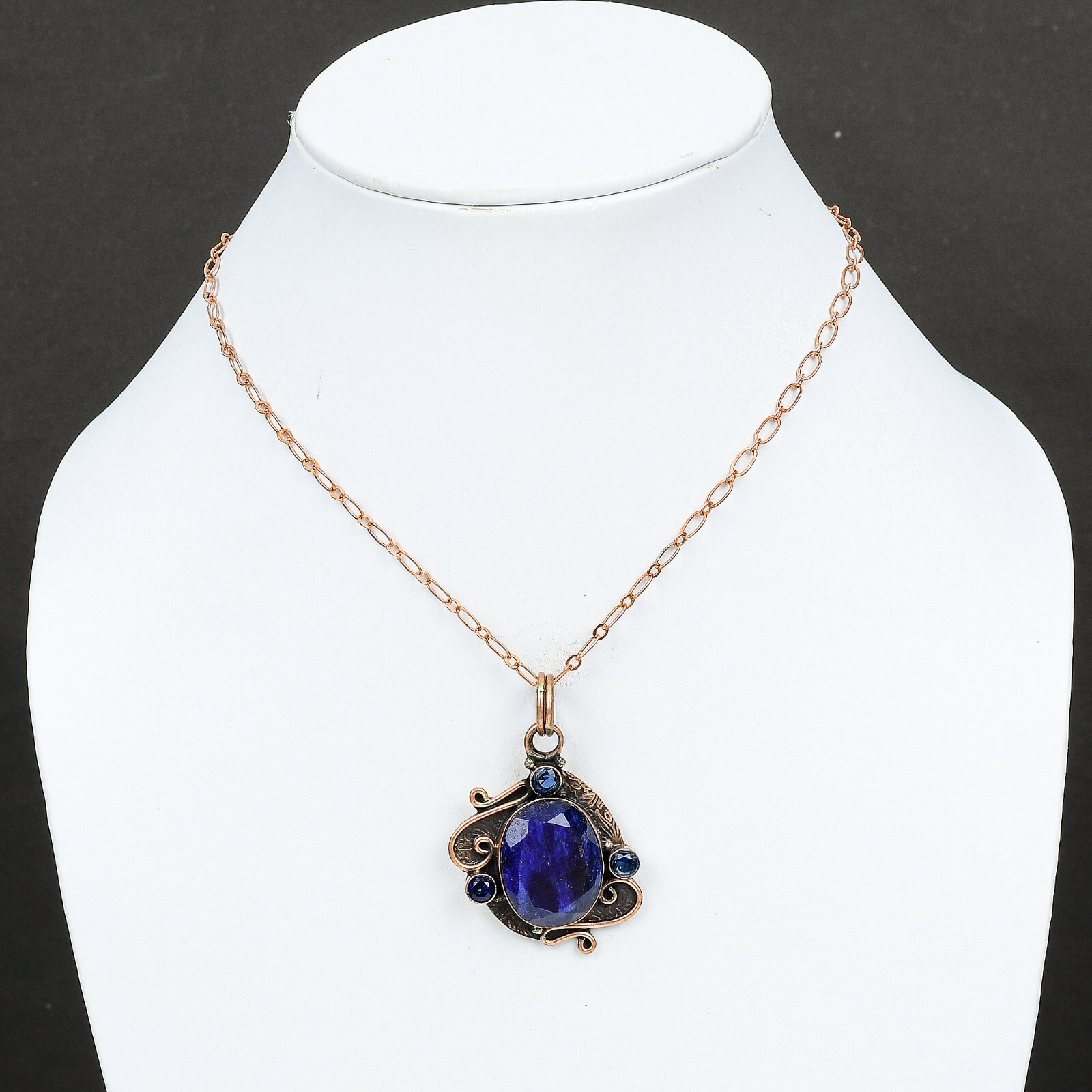 Mothers day Deal Copper Blue Saphire Stone Tanzanite Quartz Boho Pendant Jewelry