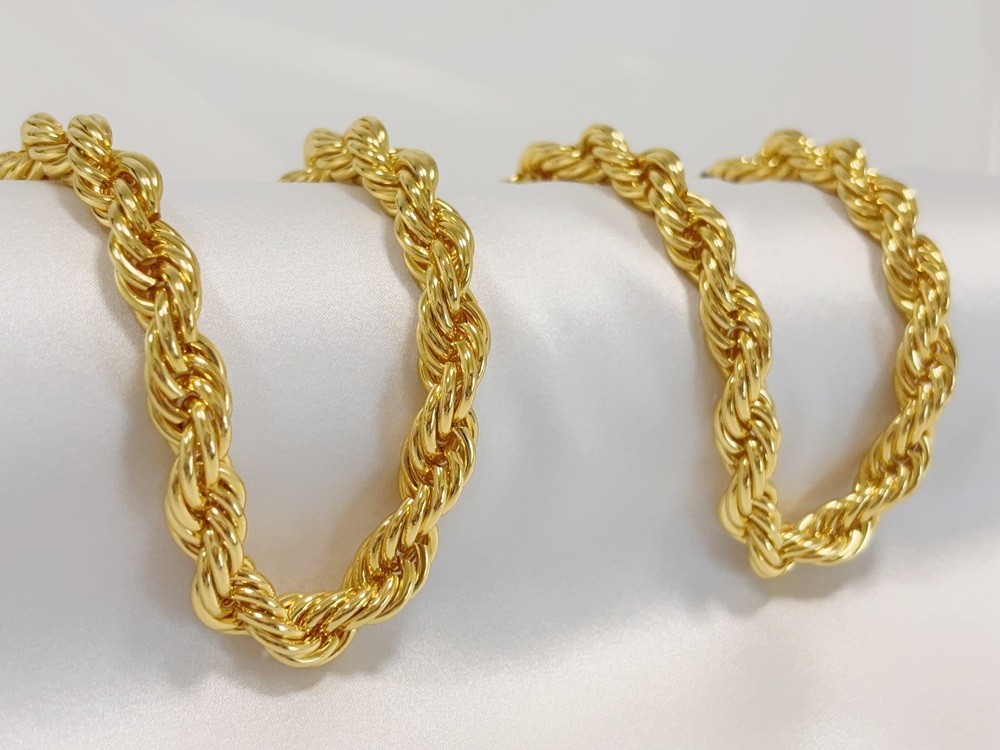 18K Yellow Gold Diamond Cut Rope Chain 10mm NecKlace Mens Womens 28″