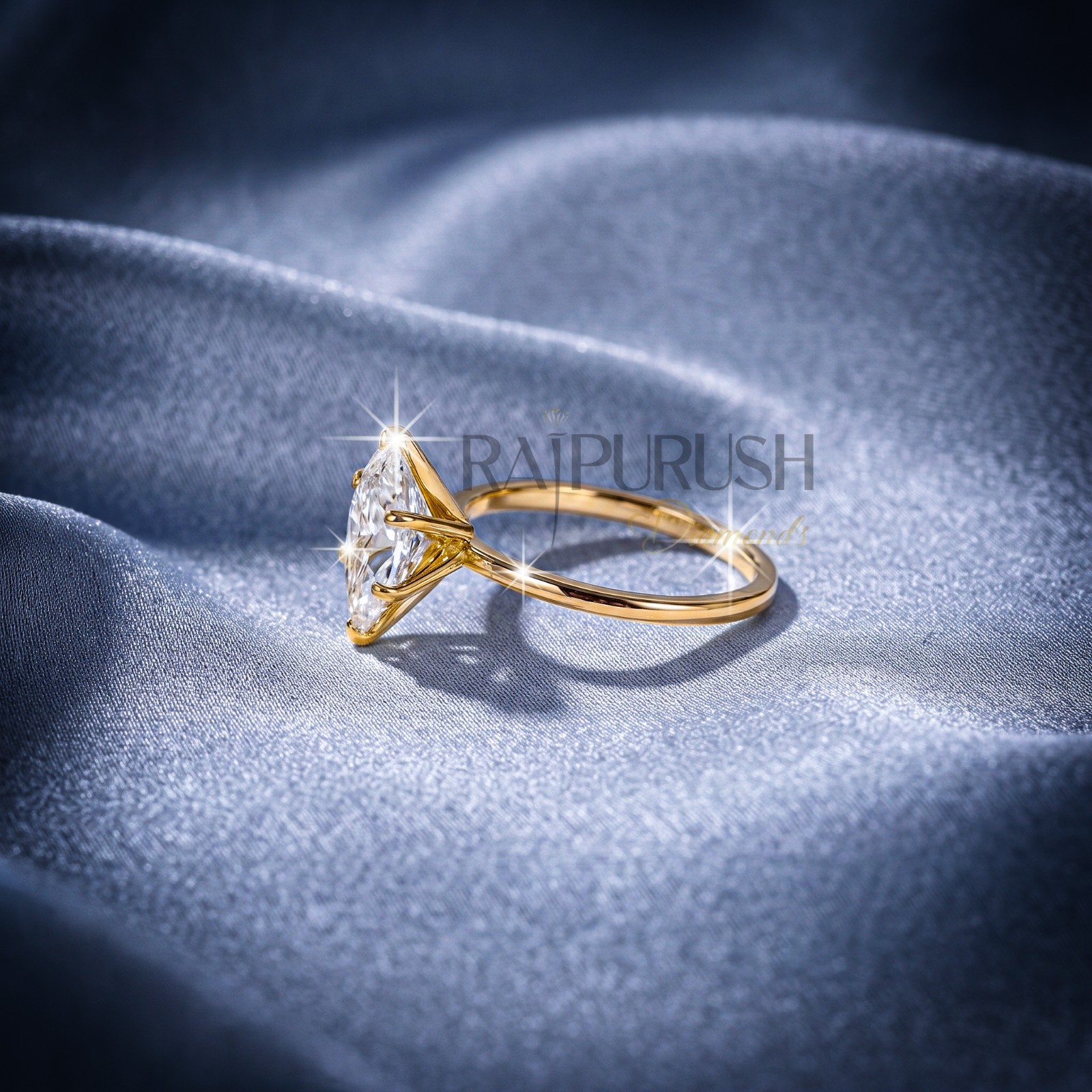 Marquise Cut Moissanite Engagement Ring -Sterling Silver Solitaire Promise Ring