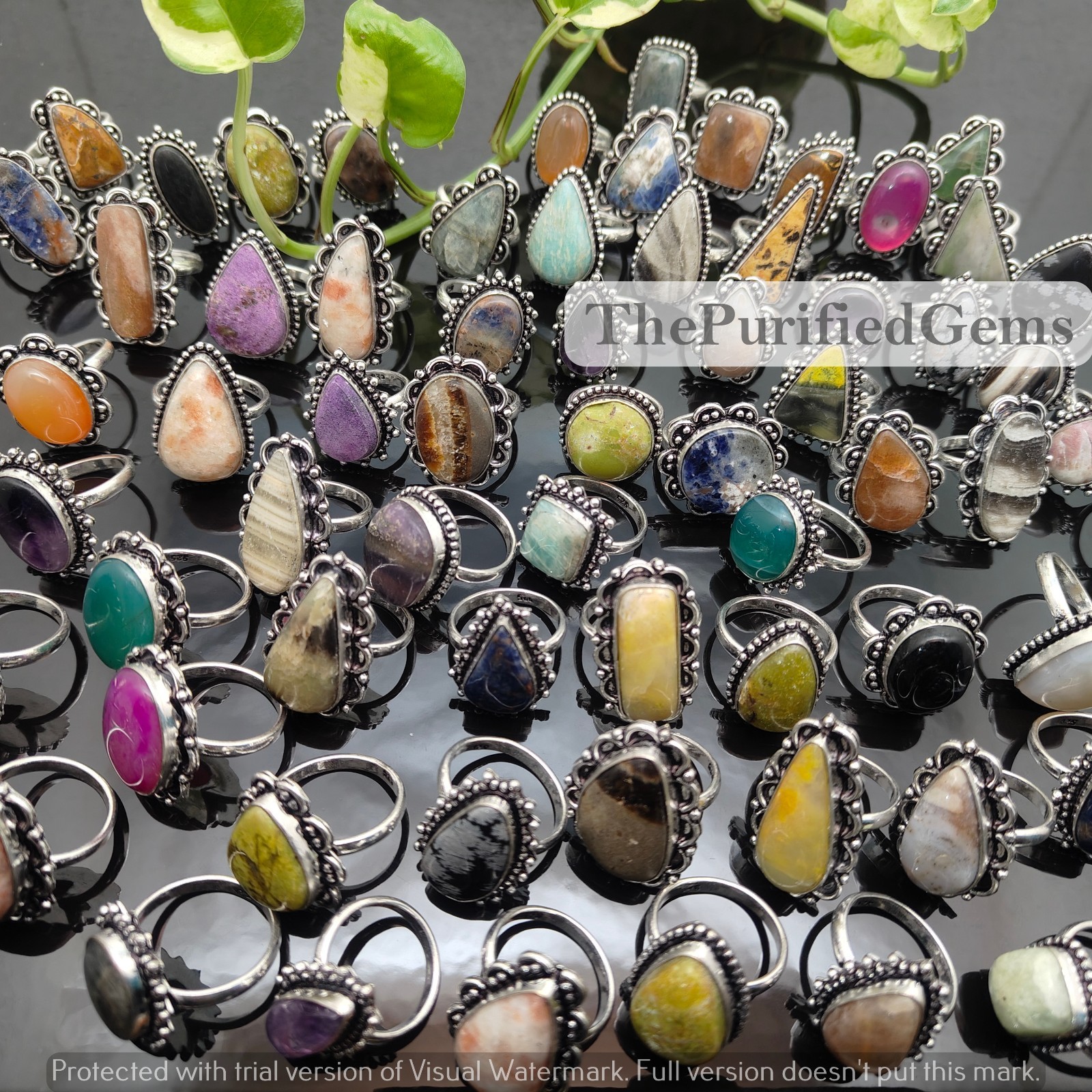 Wholesale Bulk Rings Lot, Handmade Jewelry For Women, Natural Mix Crystal Rings~