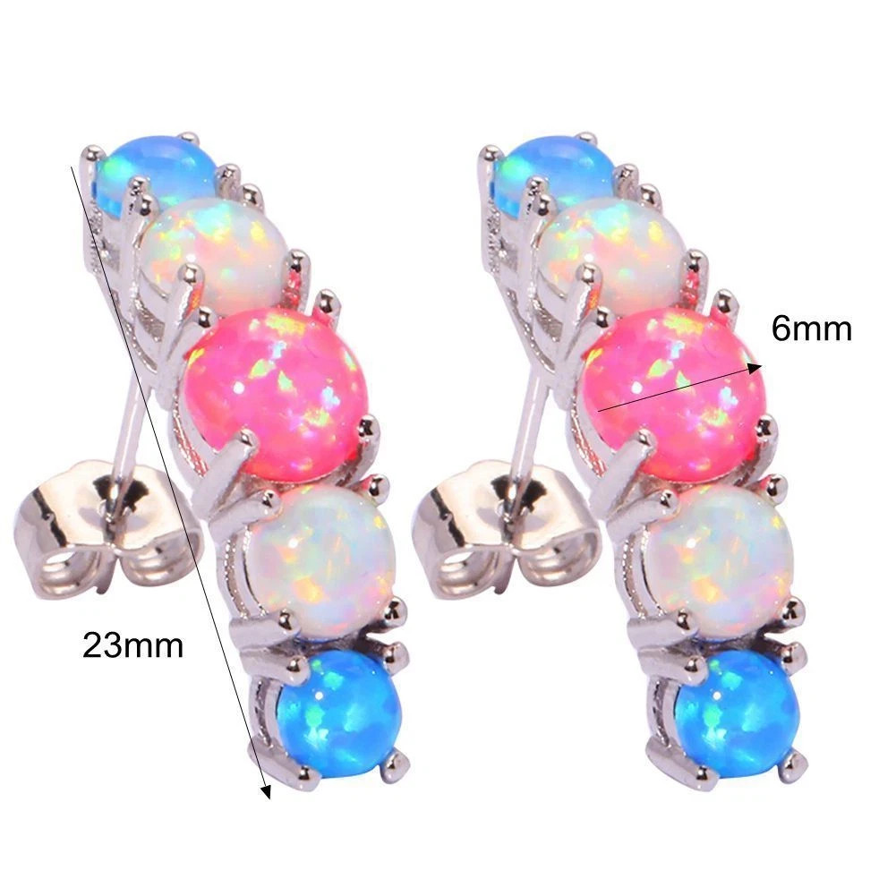 (SE 16) GORGEOUS MULTICOLOURED FIRE OPAL STUD EARRINGS