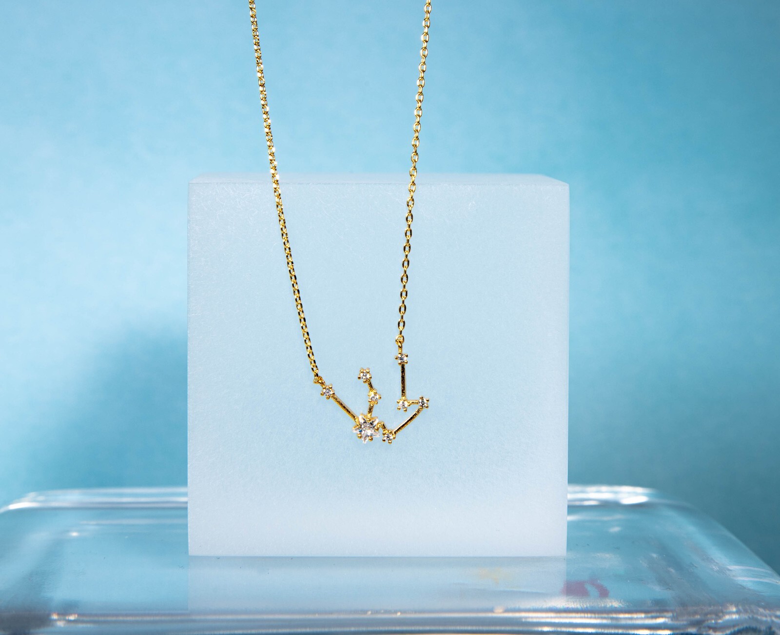 Zodiac Constellation Necklace with Crystals, Celestial Jewelry, Astrology Gift