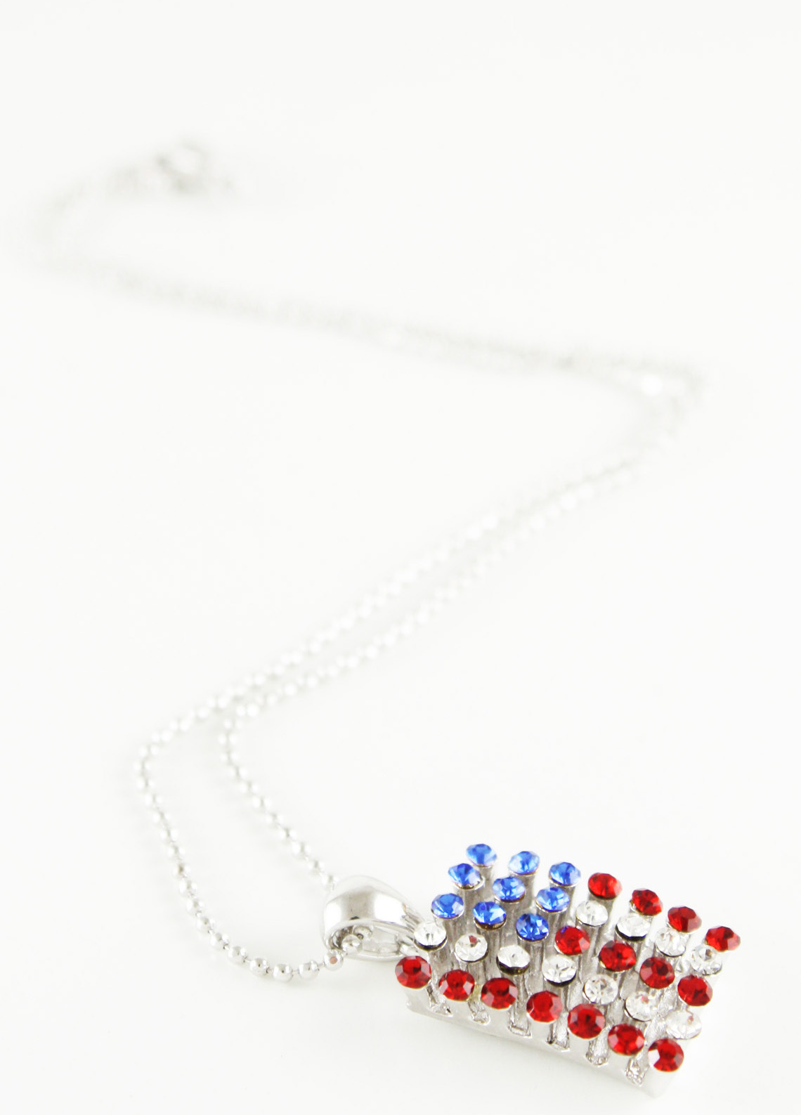 Rhinestone American Flag Pendant Necklace 988 Patriotic
