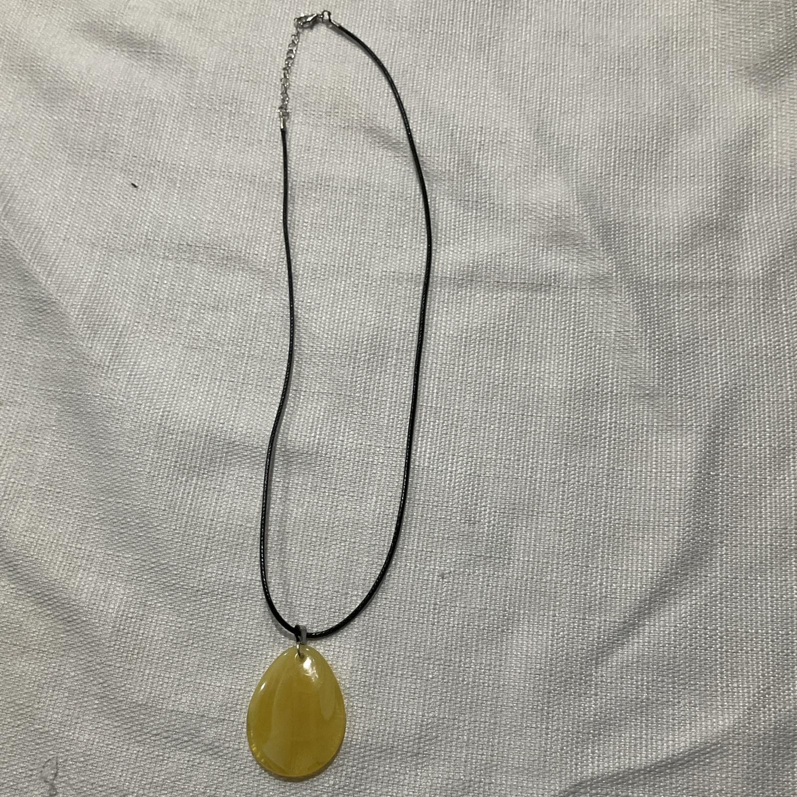 Black Cord Necklace Yellow Teardrop Charm Pendant Pendant Style 1 Gemstone
