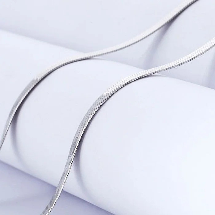 925 Sterling Silver 4mm Blade Chain Necklace Women Men Fashion Jewelry