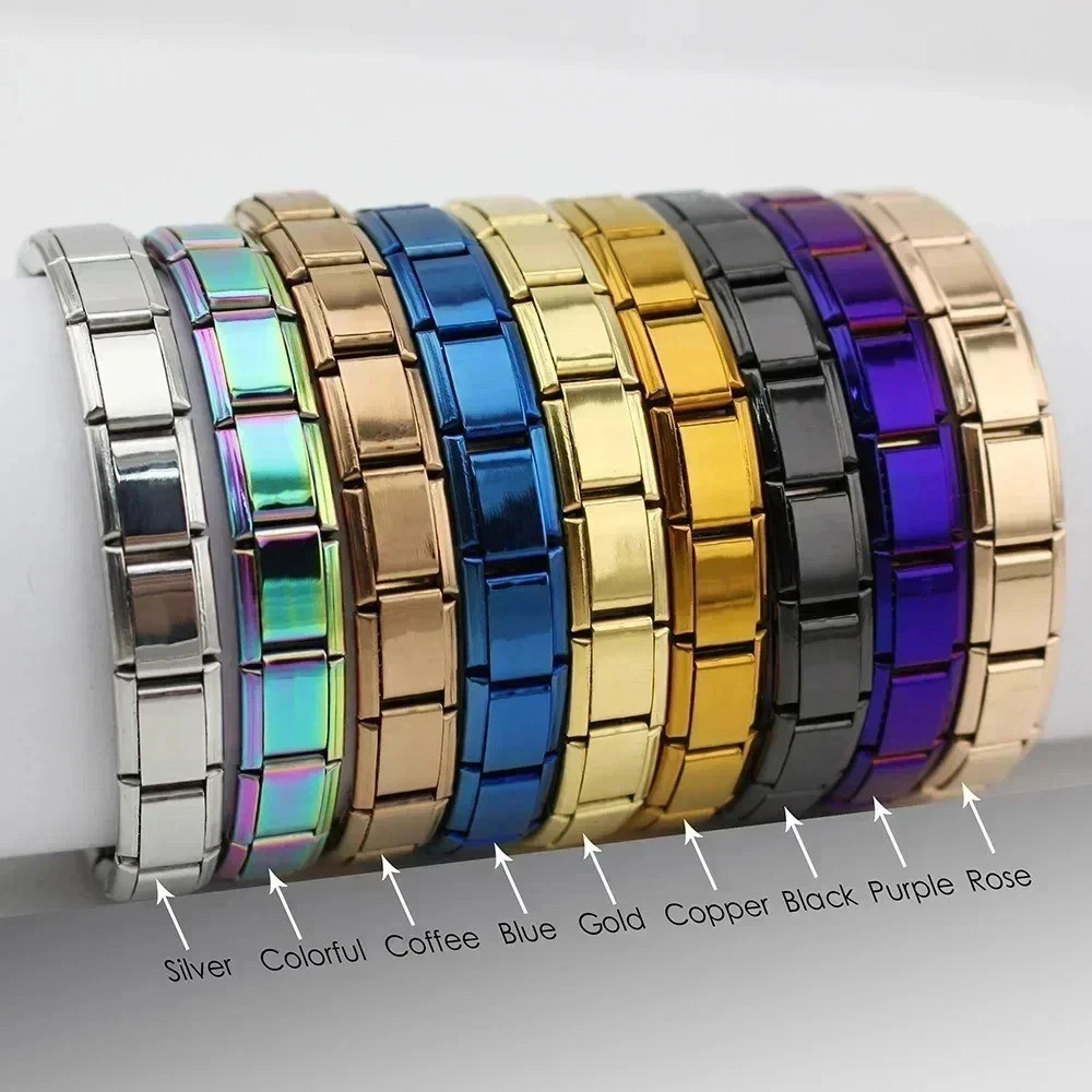 Stainless Steel Elastic Link Bracelet 9mm Classic Fashion Bangle for Women & Men