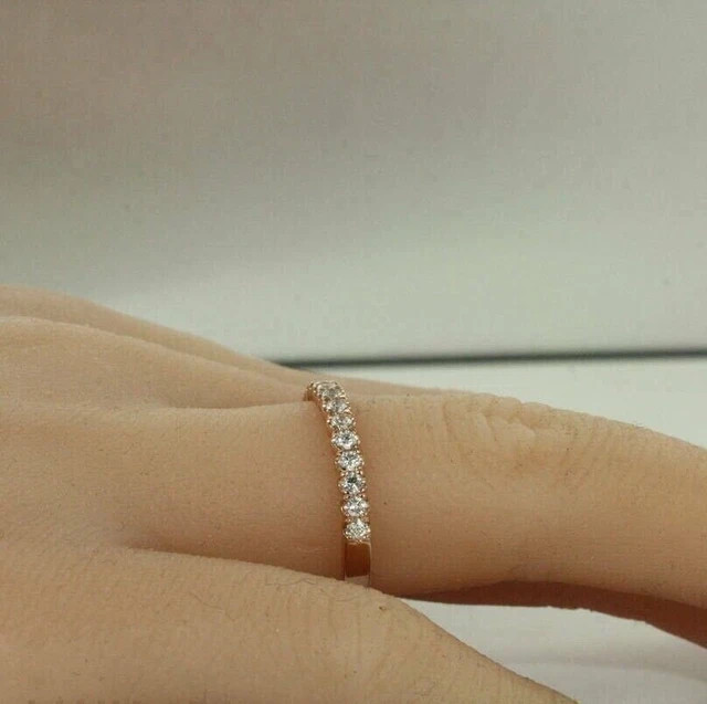 1.00Ct Round Simulated Diamond Eternity Wedding Band Ring 14k Yellow Gold Plated