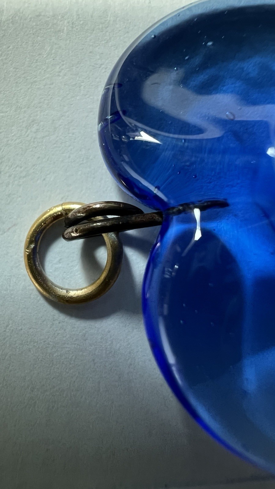 Blue Glass Heart Pendant Charm Evil Eye Center Design