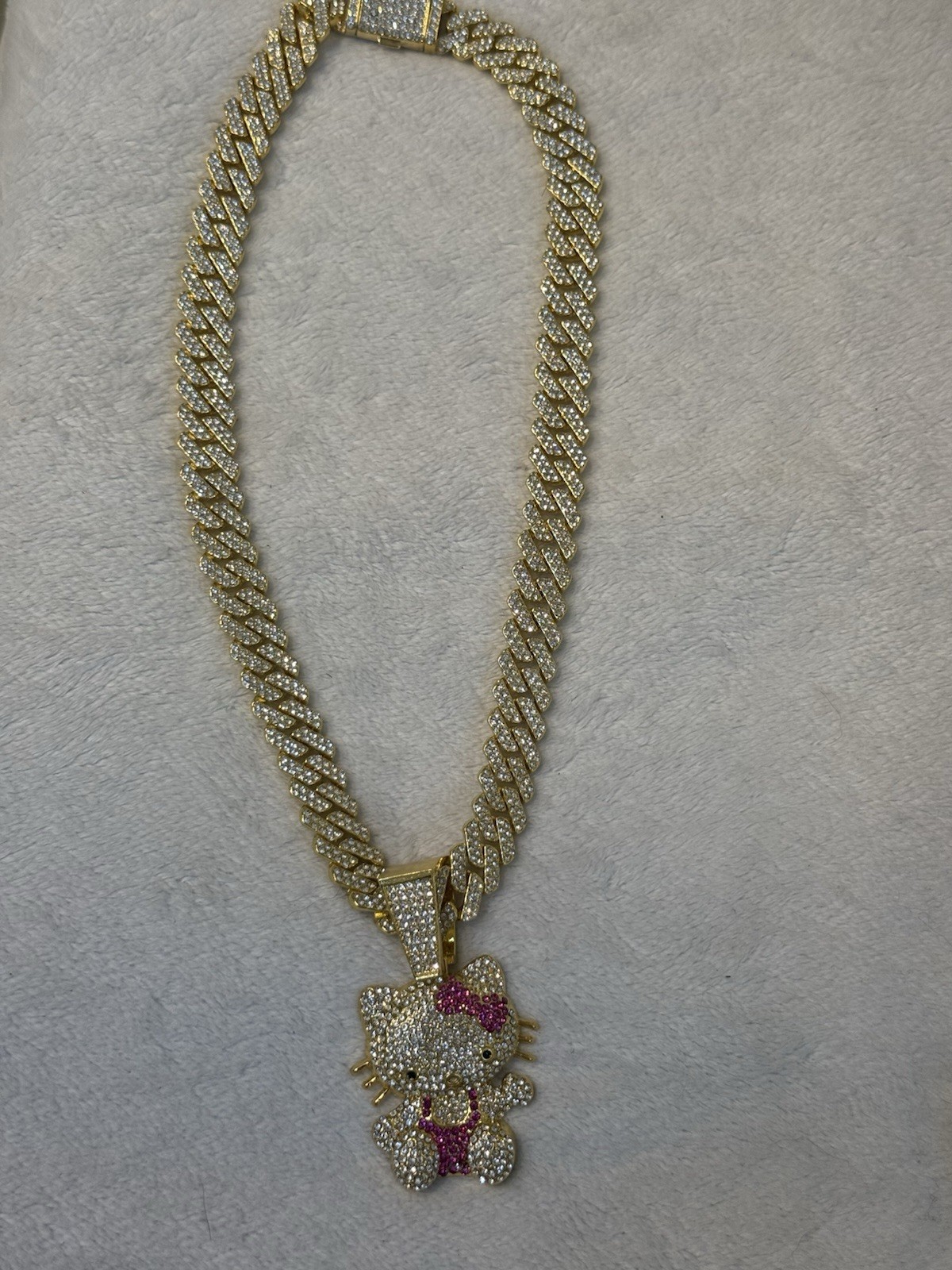 Iced Out Hello Kitty Gold Filled Brass 5ACZ 18” 12mm Monaco