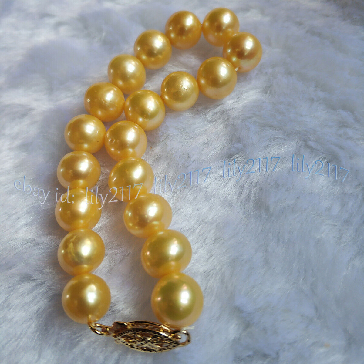 9-10mm Real Natural South Sea Round Gold Pearl Bracelet 7.5-8 inch 14k clasp