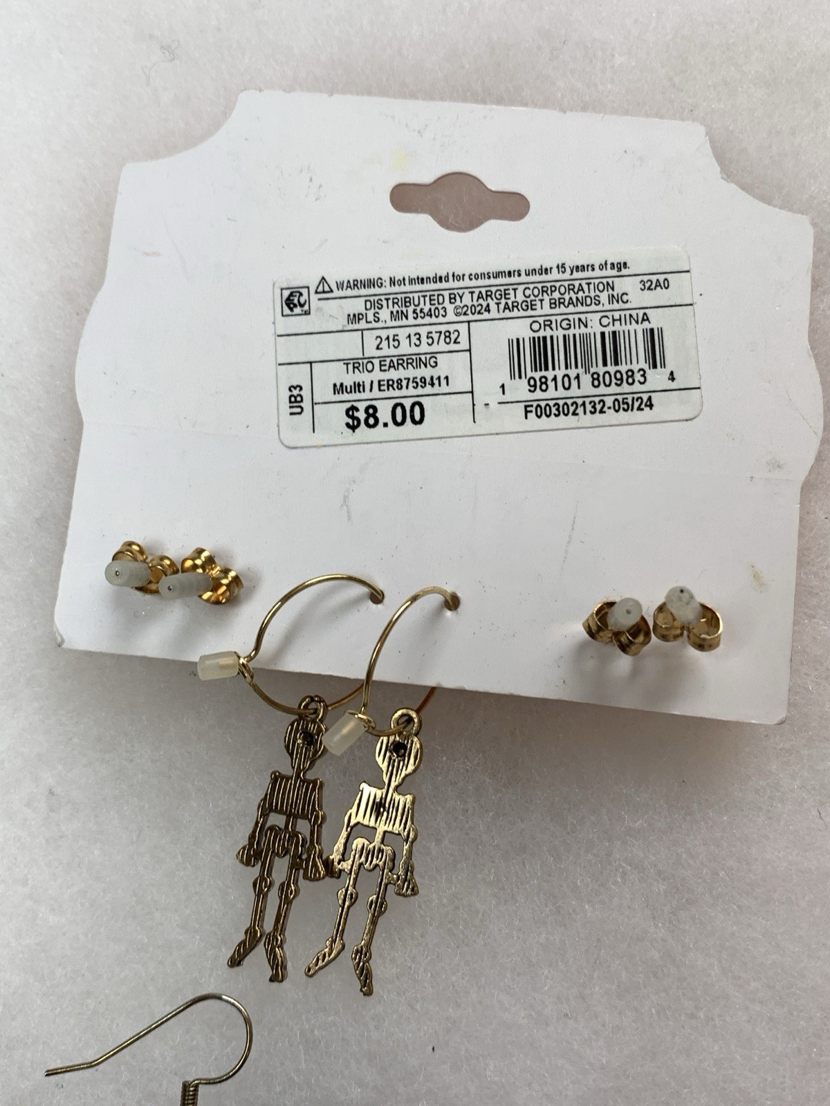Halloween Jewelry Lot 8 Pairs Earrings Ghost Bat Spider Pumpkin Skeleton Cat