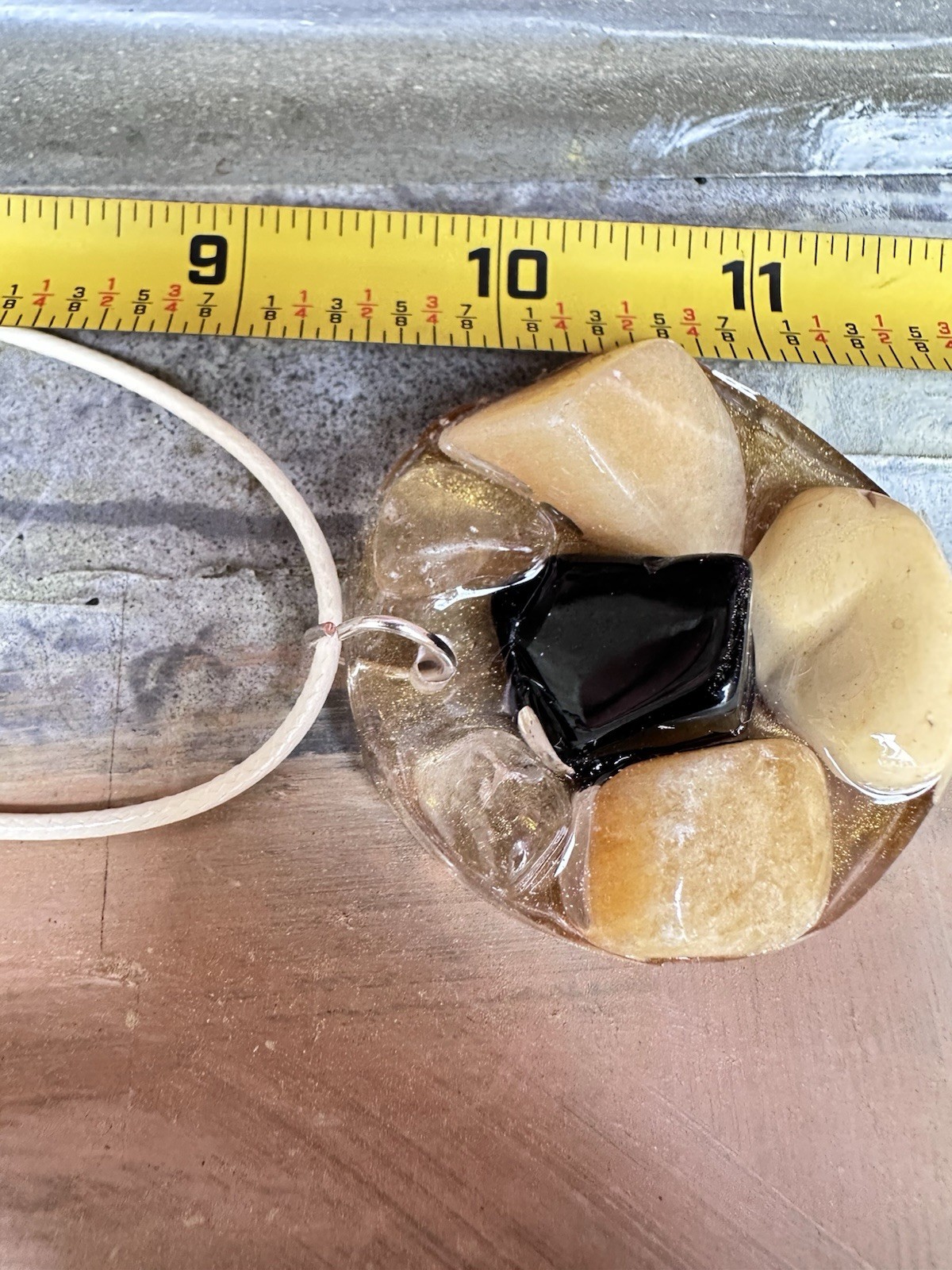 Large Pendant Agate And Calcite Necklace Handmade Gemstones OOAK 4273 R