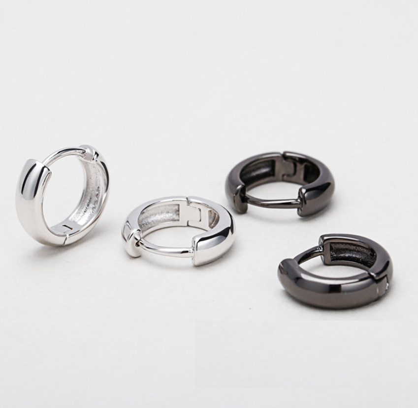 Women Girl Small 925 Silver Plated Plain Huggie Hoop Earrings 3x13mm TH2