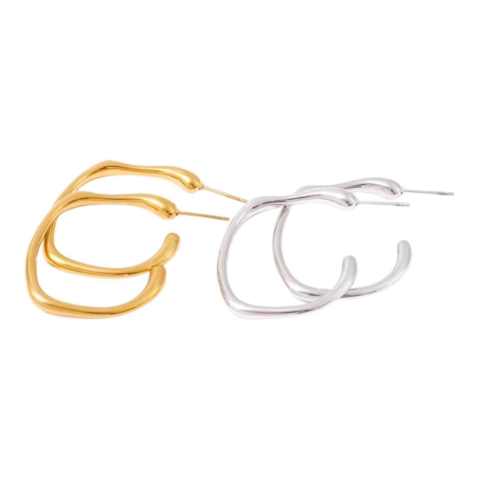 ZARD Irregular Wave Hoop Earrings in Vermeil Gold