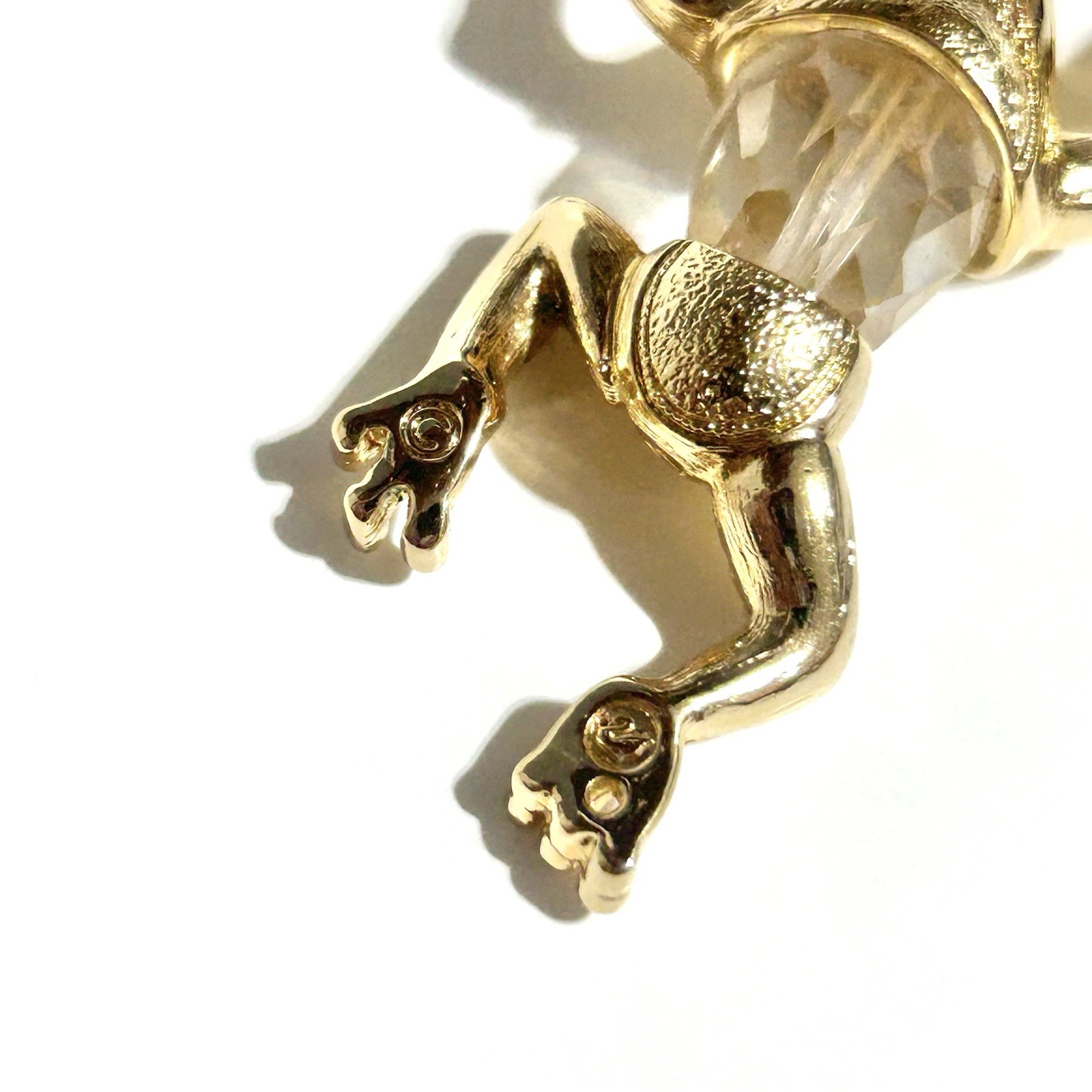 Rare Swarovski Gold Tone / Crystal Frog Pendant – 2 1/8 in – Beautiful Condition