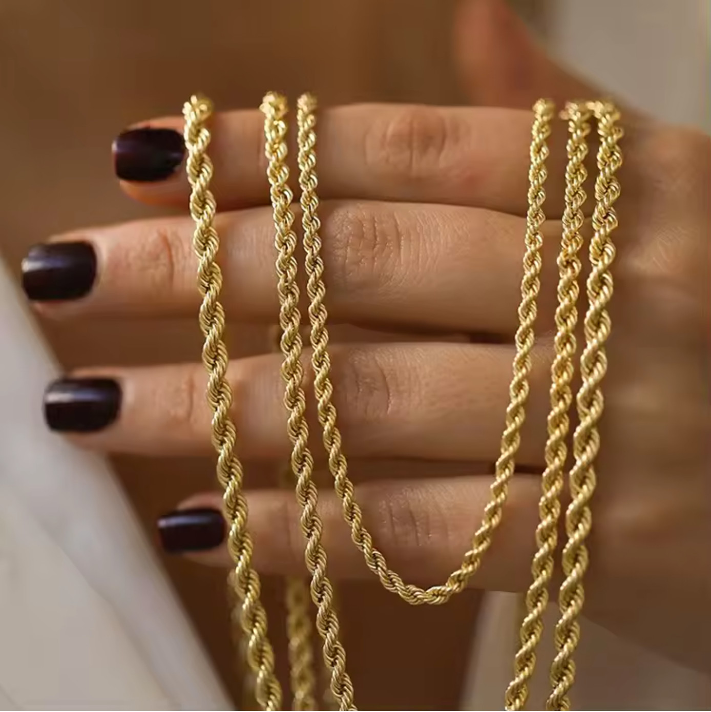 14k Gold Filled Rope Chain 3mm-6mm Necklace 18-24″ Men Women