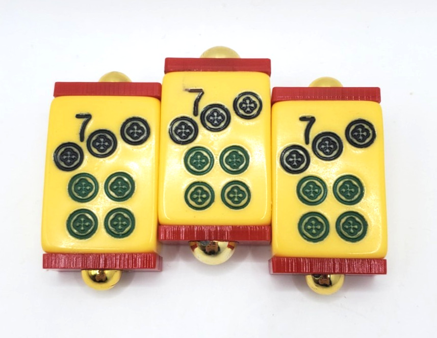 Bakelite Mahjong Three Pieces Brooch Pin Vintage Game Pieces