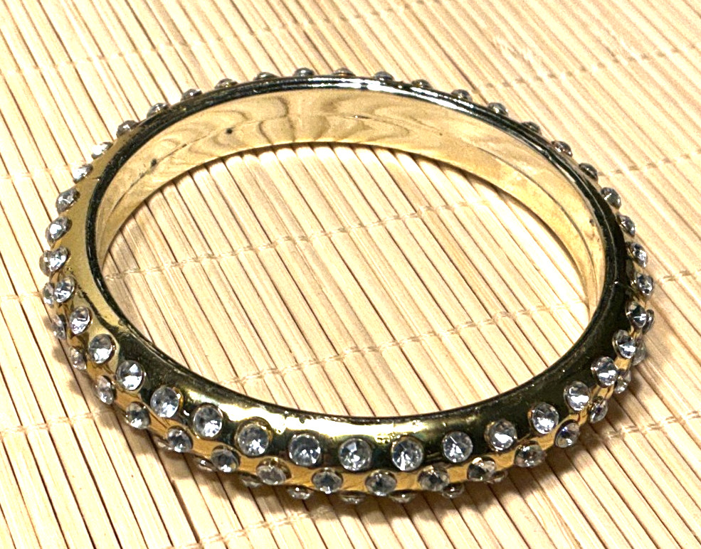 Fashion Bracelet Clear Rhinestone Plastic Gold Color Bangle Lot 97D