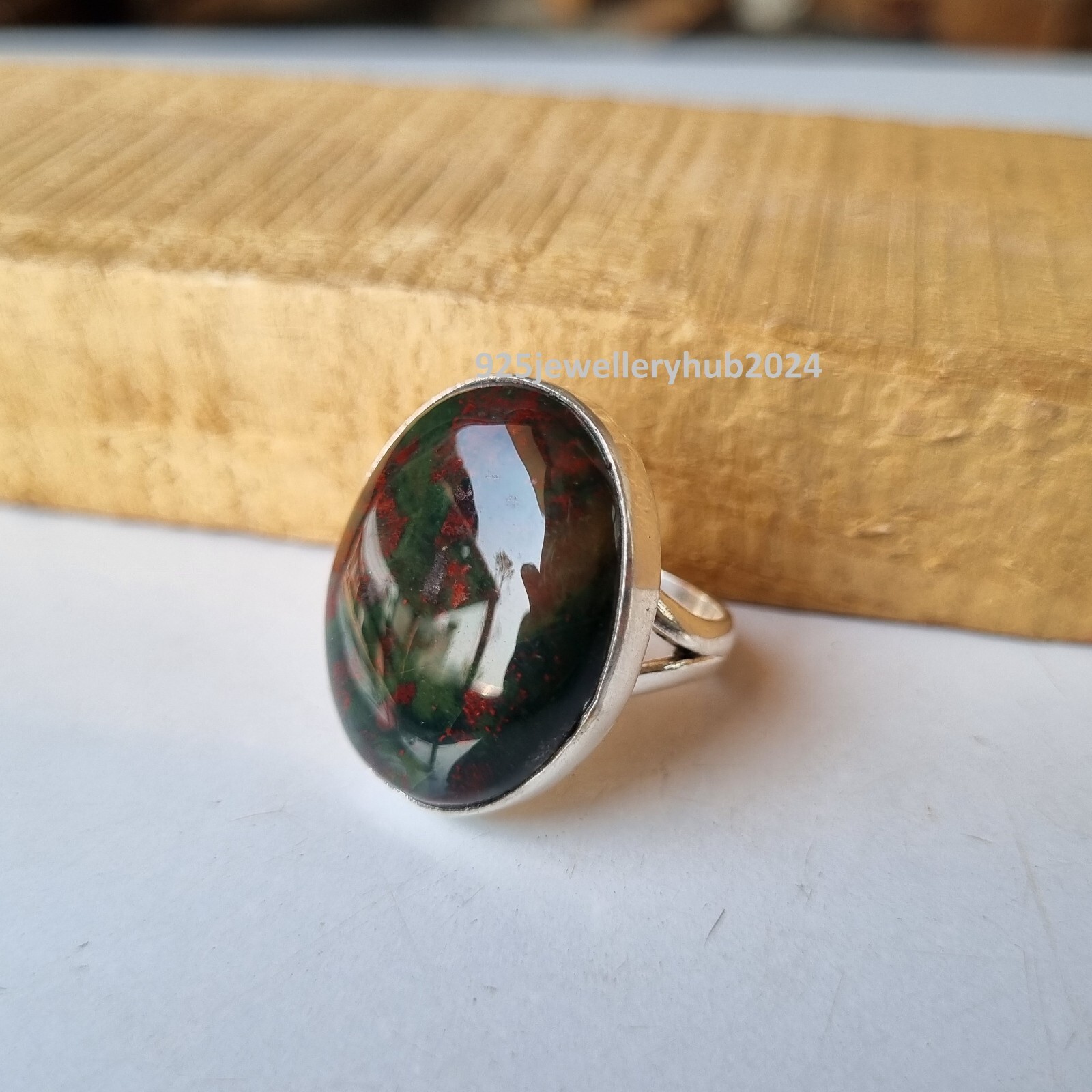 Real Bloodstone Gemstone Ring 925 Sterling Silver Unique Style Love Ring PG5354
