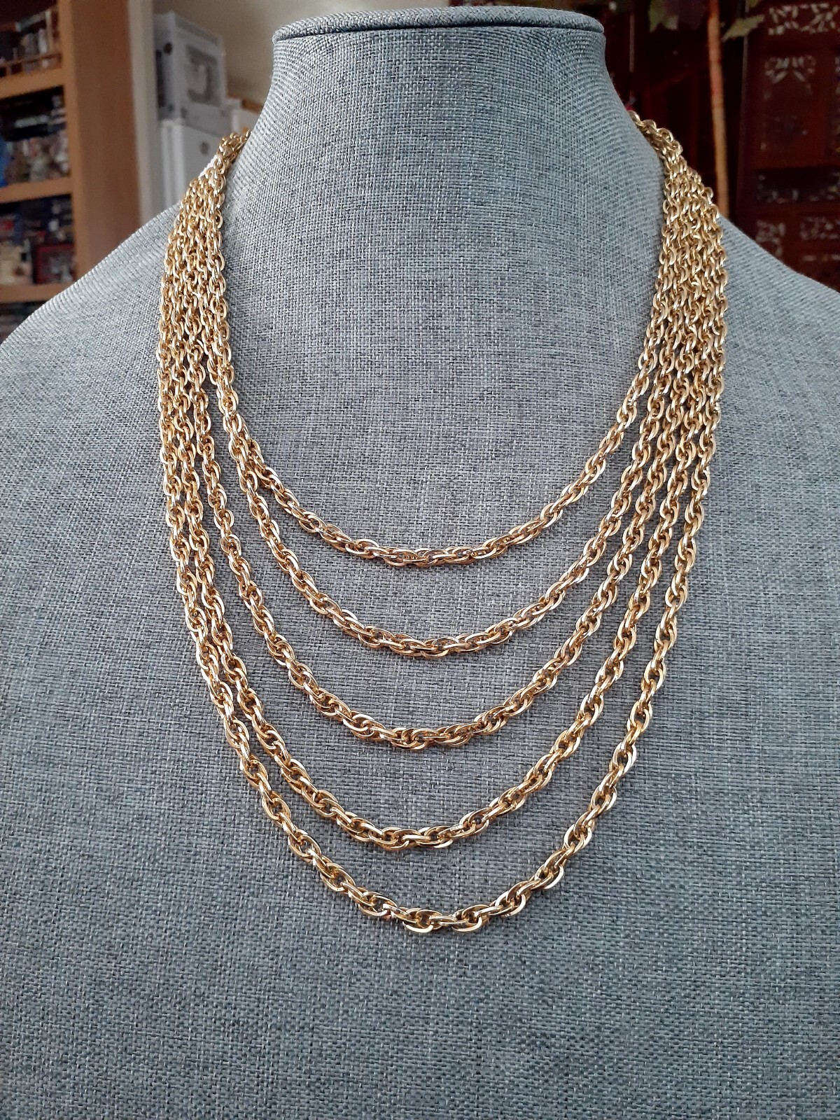 Taylor LTD Gold tone Multi chain Layered Waterfall Necklace